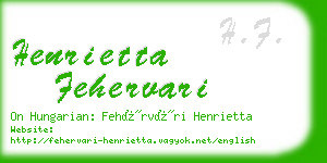 henrietta fehervari business card